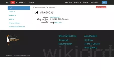 Screenshot of Wikidot.com: vihiy98031