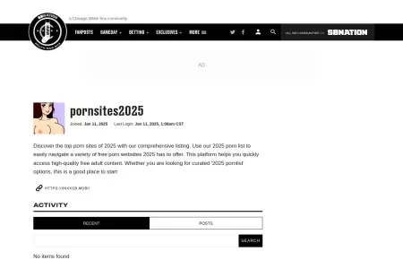 Screenshot of pornsites2025 Profile and Activity - South Side Sox