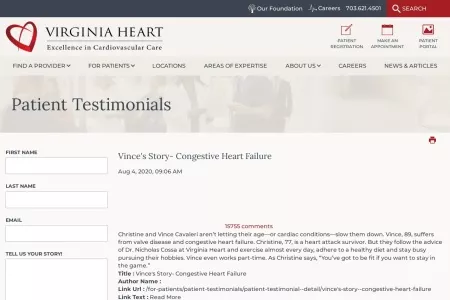 Screenshot of Vince's Story- Congestive Heart Failure | Virginia Heart