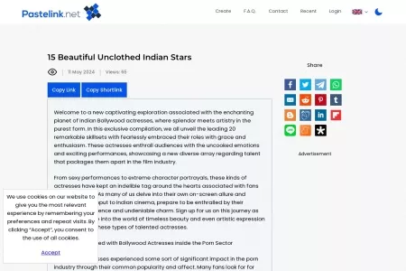 Screenshot of 15 Beautiful Unclothed Indian Stars - Pastelink.net