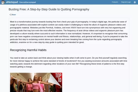 Screenshot of Busting Free: A Step-by-Step Guide to Quitting Pornography - Online Notepad