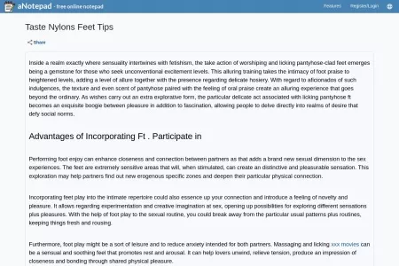 Screenshot of Taste Nylons Feet Tips - Online Notepad