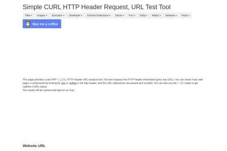 Screenshot of Simple Raw CURL HTTP Header Request, URL Test Tool | Online URL Tools