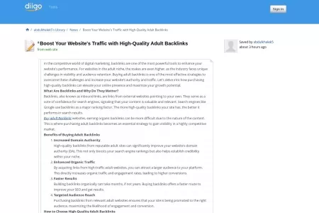 Screenshot of Note : Boost Your Website's Traffic with High-Quality Adult Backlinks