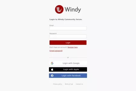 Screenshot of Windy - Login