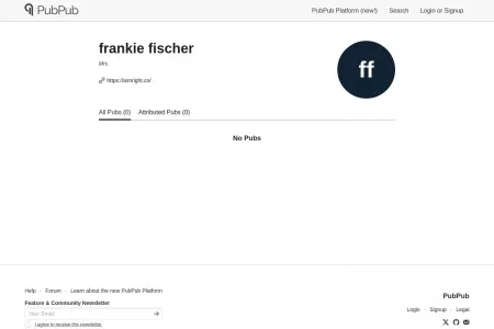 Screenshot of frankie fischer · PubPub