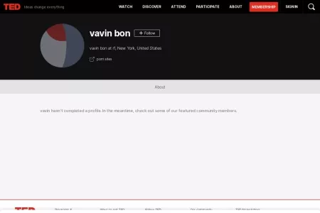 Screenshot of vavin bon's TED Profile