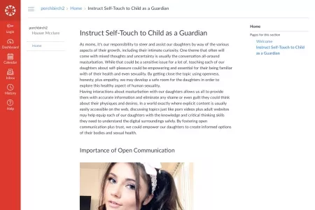 Screenshot of Instruct Self-Touch to Child as a Guardian: Home: porchbirch2