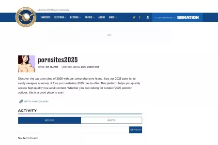 Screenshot of pornsites2025 Profile and Activity - Royals Review