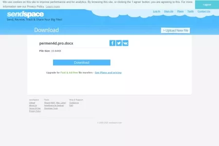 Screenshot of Download permen4d.pro.docx from Sendspace.com - send big files the easy way