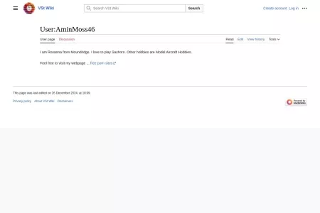 Screenshot of User:AminMoss46 - VSt Wiki