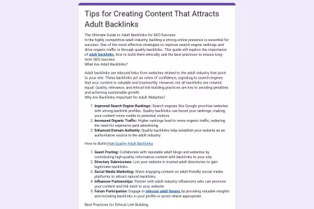 Screenshot of Tips for Creating Content That Attracts Adult Backlinks