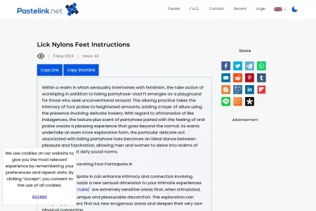Screenshot of Lick Nylons Feet Instructions - Pastelink.net