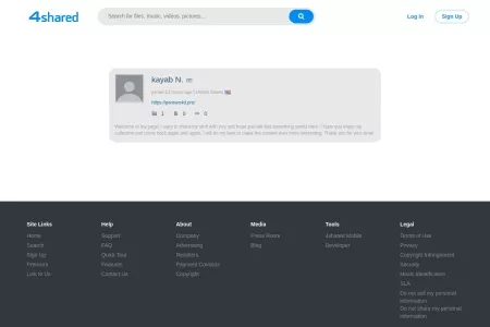 Screenshot of kayab N. - 4shared user page - 0 downloads