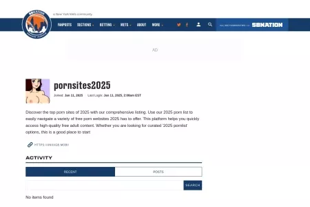 Screenshot of pornsites2025 Profile and Activity - Amazin' Avenue