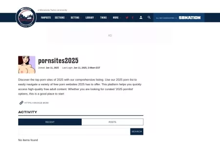 Screenshot of pornsites2025 Profile and Activity - Twinkie Town