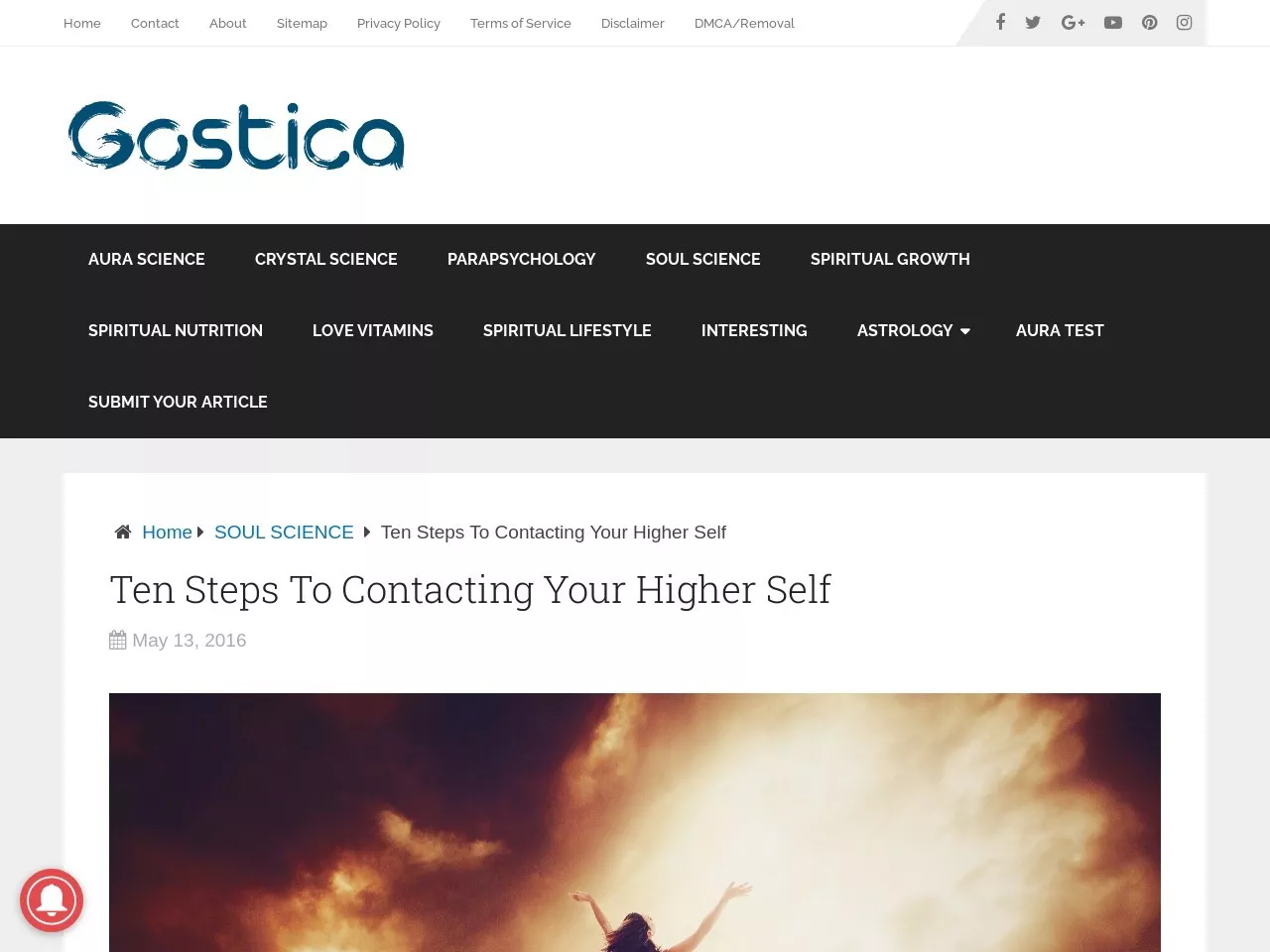 Screenshot of Ten Steps To Contacting Your Higher Self – GOSTICA