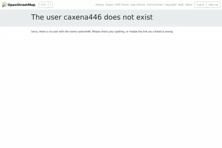 Screenshot of No such user | OpenStreetMap