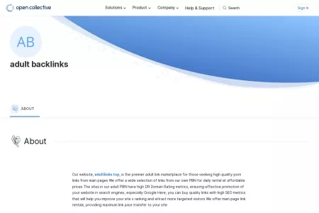 Screenshot of adult backlinks - Open Collective