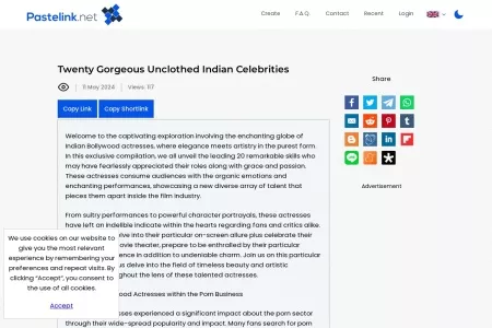 Screenshot of Twenty Gorgeous Unclothed Indian Celebrities - Pastelink.net