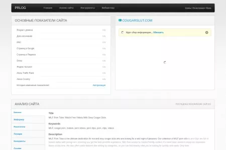Screenshot of Cougarslut.com - анализ сайта, seo характеристики сайта - коугарслут точка ком