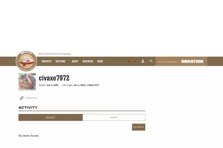Screenshot of civaxe7972 Profile and Activity - MLB Daily Dish