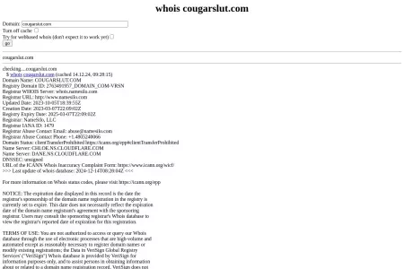 Screenshot of whois cougarslut.com