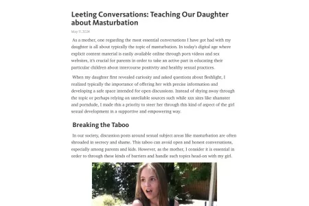 Screenshot of Leeting Conversations: Teaching Our Daughter about Masturbation – Telegraph