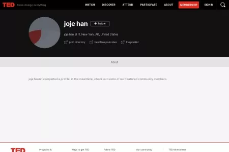 Screenshot of joje han's TED Profile