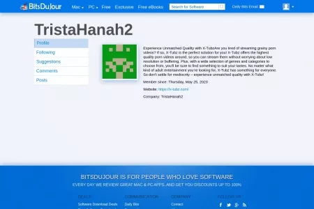 Screenshot of TristaHanah2 Profile on BitsDuJour