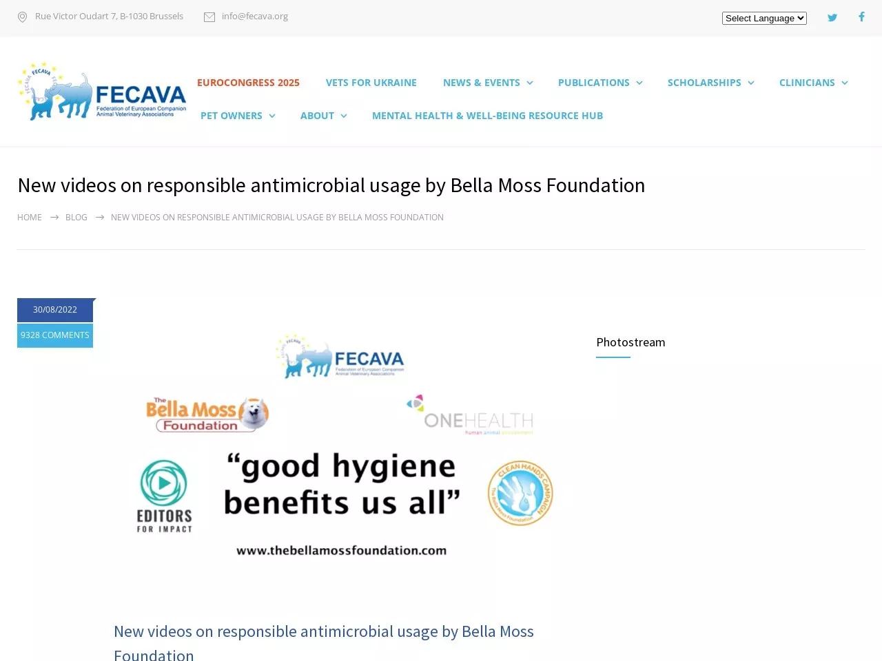 Screenshot of New videos on responsible antimicrobial usage by Bella Moss Foundation - FECAVA