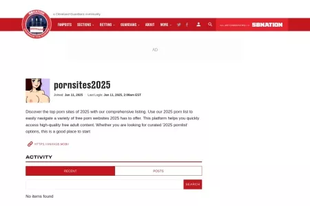 Screenshot of pornsites2025 Profile and Activity - Covering the Corner