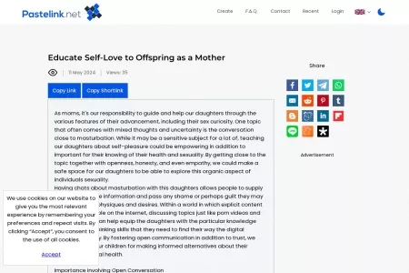 Screenshot of Educate Self-Love to Offspring as a Mother - Pastelink.net