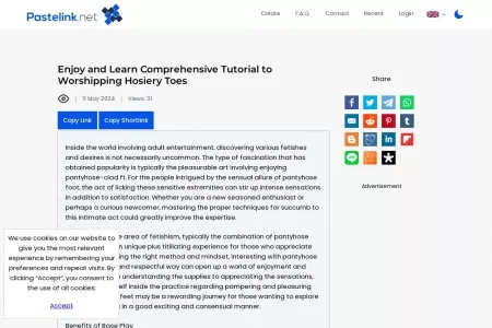 Screenshot of Enjoy and Learn Comprehensive Tutorial to Worshipping Hosiery Toes - Pastelink.net