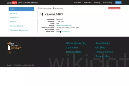 Screenshot of Wikidot.com: caxena4463