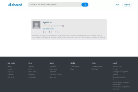 Screenshot of Ayo N. - 4shared user page - 0 downloads