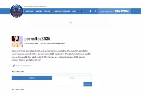 Screenshot of pornsites2025 Profile and Activity - True Blue LA