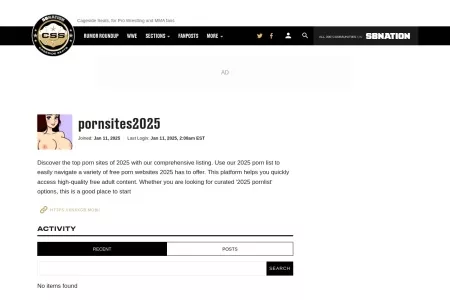 Screenshot of pornsites2025 Profile and Activity - Cageside Seats