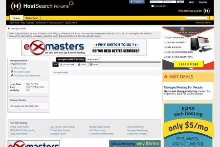 Screenshot of View Profile: annaperina888 - HostSearch Forums