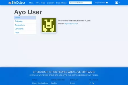 Screenshot of Ayo User Profile on BitsDuJour