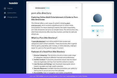 Screenshot of porn site directory – @linkinbiowebsite on Tumblr