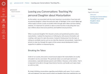 Screenshot of Leaving you Conversations: Teaching My personal Daughter about Masturbation: Home: grousecorn2