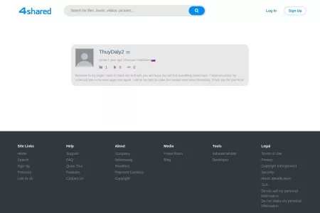 Screenshot of ThuyDaly2 - 4shared user page - 0 downloads