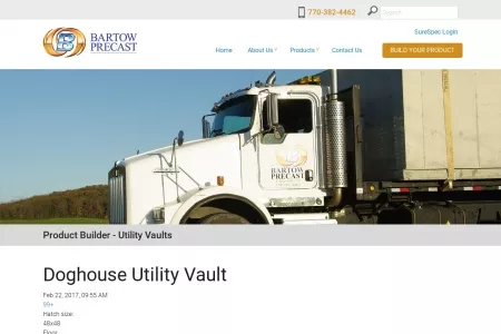 Screenshot of Utility Vaults Drawing Builder | Bartow Precast