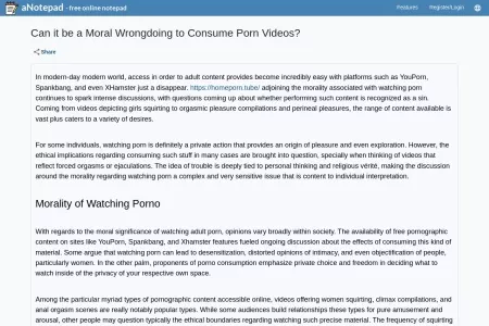 Screenshot of Can it be a Moral Wrongdoing to Consume Porn Videos? - Online Notepad