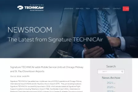 Screenshot of Signature TECHNICAir adds Mobile Service Units at Chicago Midway and St. Paul Downtown Airports