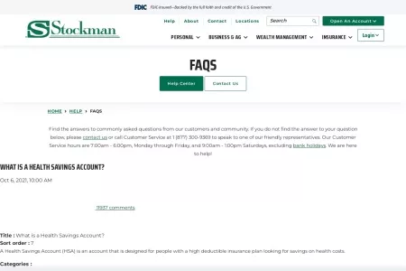 Screenshot of Frequently Asked Questions | Stockman Bank