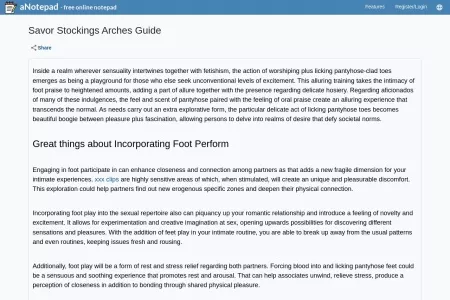 Screenshot of Savor Stockings Arches Guide - Online Notepad