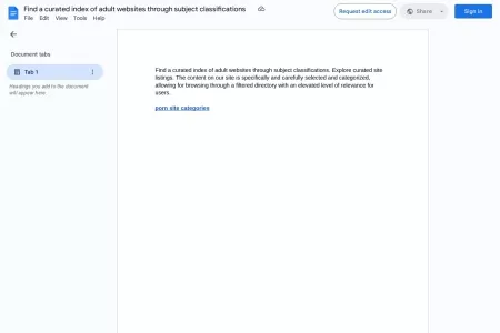 Screenshot of Find a curated index of adult websites through subject classifications - Google Документы