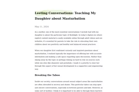 Screenshot of Leeting Conversations: Teaching My Daughter about Masturbation — hedgesmell7